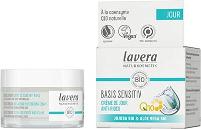 lavera basis sensitiv Crème de nuit anti-âge Q10 - avec de l'huile de jojoba biologique et du beurre de karité - hydratante et nourrissante - la crème nourrit et raffermit la peau - cosmétiques naturels - vegan - bio (1 x 50 ml)