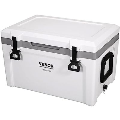 VEVOR Glacière Portable 49,2 L 45-50 Canettes Glacière Rigide Isotherme Hermétique en Plastique PP Isolation en Mousse pour Garder au Froid Les Aliments Boissons Randonnée Pique-Nique 62,5x43x45 cm