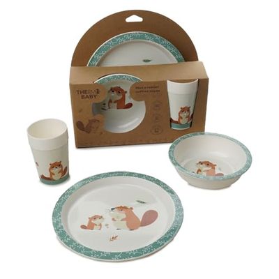 THERMOBABY - Beaver Meal Set - Children's Meal Set with Plate, Tumbler and Bowl - Ideal as a Gift - Practical and Design - Microwave-Safe - BPA Free Children's Lunch Sets