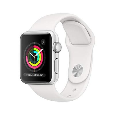 Apple - Apple Watch Series 3 (GPS), 38 mm Silver Aluminum Case com White Sport Band - Silver Aluminum