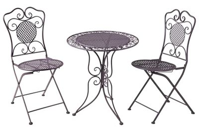 ISABELLE - SET 1/3 TABLE WITH TWO GREY CHAIRS