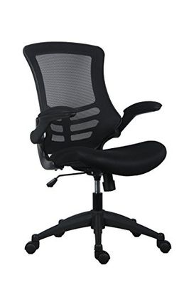 Office Hippo Silla de oficina de malla, silla ergonómica ajustable de altura e inclinación con control de tensión, brazos abatibles, silla de computadora para uso diario, hasta 115 kg de peso, componente de 5 años, color negro