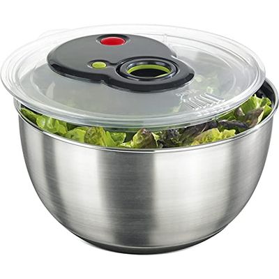 Emsa Turboline Centrifuga Insalata 4.5 l, Acciaio Inossidabile, Acciaio Inox/Nero, 1 Unità