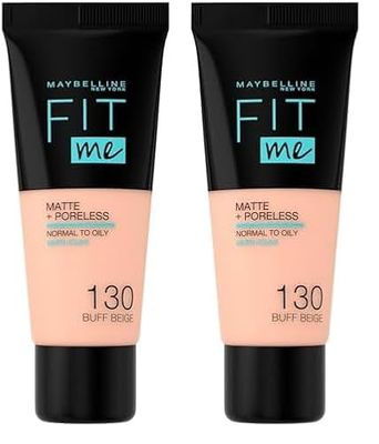 Maybelline Fit Me Matte & Poreless Foundation 130 Buff Beige 30ml (Pack of 2)