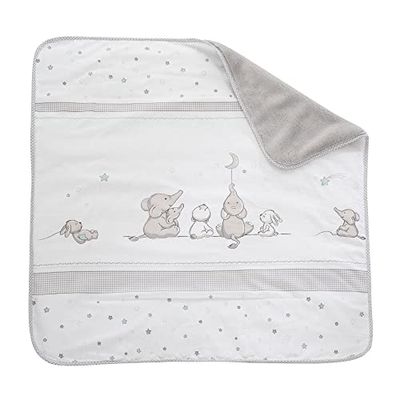 roba Manta de bebé charme estelar - 80 x 80 cm - manta de bebé aconchegante com estampado de estrelas e elefantes - manta infantil de algodão macio - branco/cinzento claro