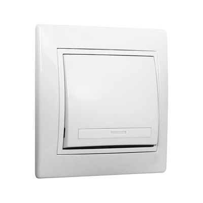 Pulsador de campana blanco, serie Europa, con diseño moderno; ideal para sistemas de intercomunicación y control de acceso.