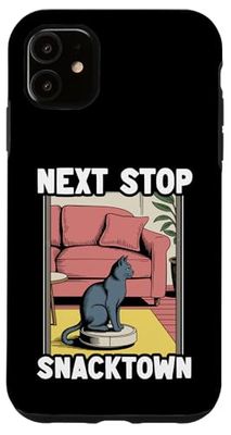 Next Stop Snacktown Robot Vacuum Cleaner Funny Cat Case for iPhone 11