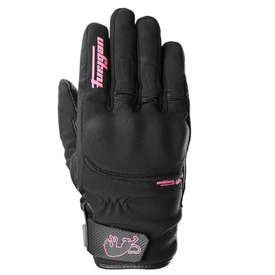Furygan Jet Lady All Seasons D3O Evo - Gants de Moto Femme- Paume 100% Cuir - Tactile - Confort - Respirant & Léger, Noir-Rose
