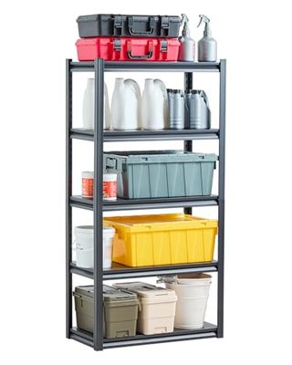 VEVOR Storage Shelves, 2000 lbs, 5 Tier Garage Storage Shelving, 16" D x 32" W x 63" H Adjustable Metal Shelves for Garage Shelves Utility Rack Shelf, Ideal for Kitchen, Warehouse, Basement, Black
