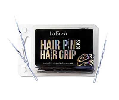 LaRosa Wavy Hair Clips 6 cm - U-shaped Solid Metal Hair Pins for Securing and Fixing Styling - Suitable for Hairdressing Salons - 1 Pack x 40 Pieces - Black