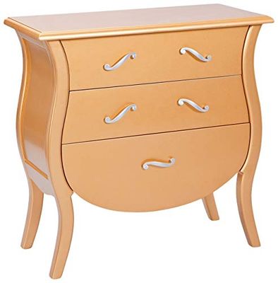 Interlink Barokko commode met 3 laden, MDF/berkenhout, massief, 70 x 40 x 78 cm 70x40x78 cm Goud