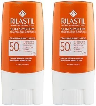 Rilastil Stick Fotoprotector Transparente con Spf 50+, Respetuoso con El Medio Ambiente Y Resistente al Agua, Sin fragancia, 8.5 g (Paquete de 2)