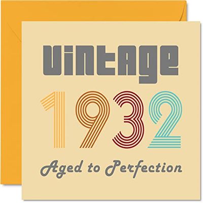Stuff4 Cartes d'anniversaire 93e pour hommes et femmes, vintage 1932 Aged To Perfection, carte d'anniversaire 93 amusante pour elle et lui, 145 mm, cartes de voeux d'anniversaire pour