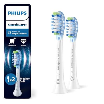 Philips Sonicare C3 Premium Plaque Defence, testine di ricambio originali, bianco, confezione da 2, HX9042/87