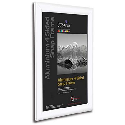 Stewart Superior A1 aluminium 4-sidig 25 mm frontlastad bild/affisch snäppram - vit, WHITEA1