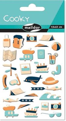 Maildor - Ref CY138C - Cooky Stickers (Single Sheet) - 7.5 x 12cm - World Voyages Designs - Approximately 30 Stickers, 3D Stickers, Suitable for Children Aged 3+