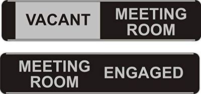Seco Vacant Meeting Room/Meeting Room Engaged Sliding Sign, 255mm x 52mm - Aluminum/PVC