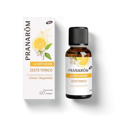 Pranarôm - Diffusore - Fragranza per ambienti biologica - Zeste Tonico - Oli Essenziali per Diffusione - Limone e Bergamotto - Fragranza frizzante e piccante - 30 ml