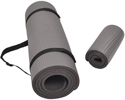 BalanceFrom GoYoga+ All-Purpose 1/2-Inch Extra Dikke Hoge Dichtheid Anti-Scheur Oefening Yogamat en Kniebeschermer met Draagriem (Grijs)