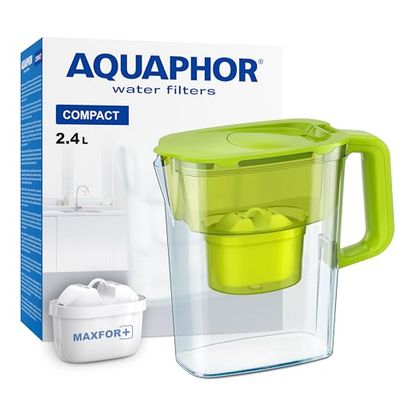 AQUAPHOR Water Filter Jug Compact with 1 X Maxfor+ Filter - 2.4L Capacity - Light Green