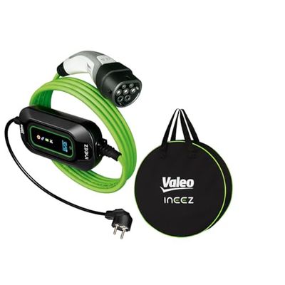 VALEO Ineez - 652118 - Mobile Charger for Electric or Plug-In Hybrid Vehicles with Transport Bag - Household Plug (Schuko, E/F) up to Type 2-3.7 kW - 5 Metres