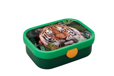 Mepal - Fiambrera Campus - Bento Box para Niños - Lonchera con Compartimento y Tenedor - Fiambrera con Cierre de Clip - Sin BPA y apta para Lavavajillas - 750 ml - Wild tiger