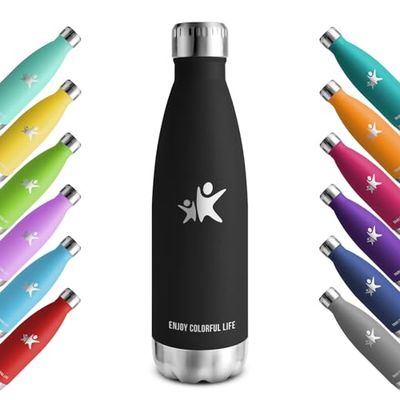 KollyKolla Stainless Steel Drinking Bottle, 750 ml, Vacuum Insulated Thermos Flask, Leak-Proof, BPA-Free, Suitable for Carbonated Drinks, for University, School, Office, Sports, Travel, Yoga,