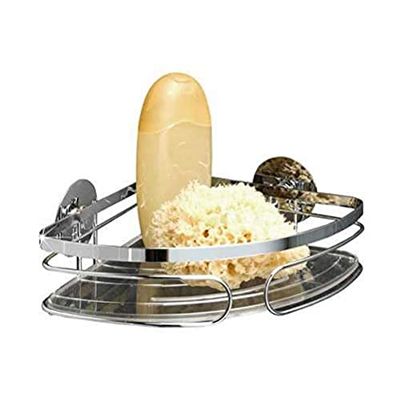 Maximex Turbo FIX Edelstahl Eckablage, aus rostfreiem Edelstahl, Befestigen ohne bohren, rückstandlos entfernbar, 20,5 x 6,5 x 20,5 cm