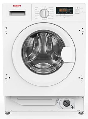 Corberó E-CLAMI8421INV Lavadora Integrable Carga Frontal, 8 Kgs, 1400 RPM, Inverter, Display LED, Color Blanco, 16 P-, Inicio Diferido, Lavado Rápido 15 Min., E. Energética B