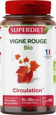SUPERDIET - VIGNE ROUGE BIO - Circulation & Jambes légéres - Fabrication française - 90 gélules