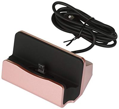 Estación de Carga para Wiko View 2 Plus Smartphone Micro USB Soporte Cargador Escritorio (Rosa)