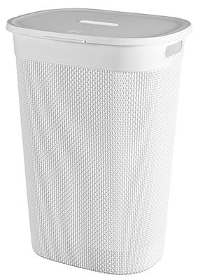 Keter Curver Filo Cesta Portabiancheria da Bagno, Bianco, Capacità di 55 Litri, 70% riciclato, 45x35x61H