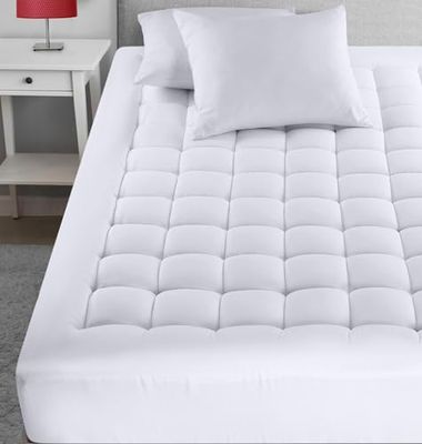 Utopia Bedding Coprimaterasso completo, trapuntato con angoli di alta qualità, con tasca profonda, si estende fino a 40 cm, soffice coprimaterasso (137 x 190 cm, bianco)