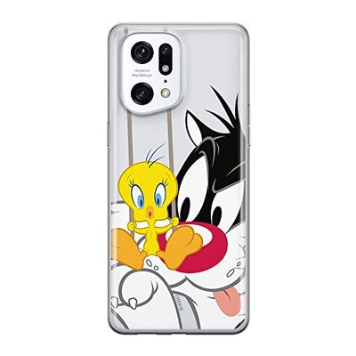 ERT GROUP mobiltelefonfodral för Oppo FIND X5 PRO originalt och officiellt licensierat Looney Tunes mönster Sylvester & Tweety 002 anpassad till formen på mobiltelefonen, gedeeltelijk transparant