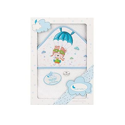 Interbaby 01228-11 dziecięcy ręcznik kąpielowy PARACAIDISTA, biały e niebieski, niebieski