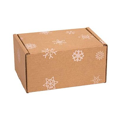 Only Boxes Scatola con stampa natalizia | Scatola portaoggetti | Scatola di cartone kraft | Taglia S | Confezione da 4