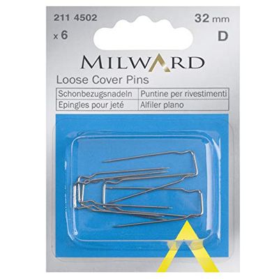 MILWARD Lot de 6 épingles à couture/tapisserie, argentées, 32 mm