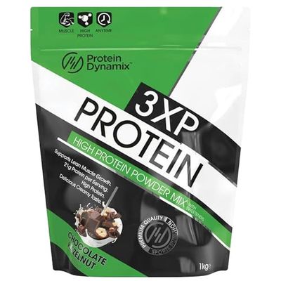 Protein Dynamix - 3XP Whey Protein Powder - Whey, Pea & Hydrolysed Wheat Blend for Lean Muscle Growth - Chocolate Hazelnut Flavour - 21g Protein • 126kcal Per Serving - 1Kg