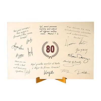 CUBIBOO ART Biglietto Auguri 80 Anni Uomo e Donna Numeri in Legno Naturale 18CM con Supporto - idee regalo per donna di 80 anni
