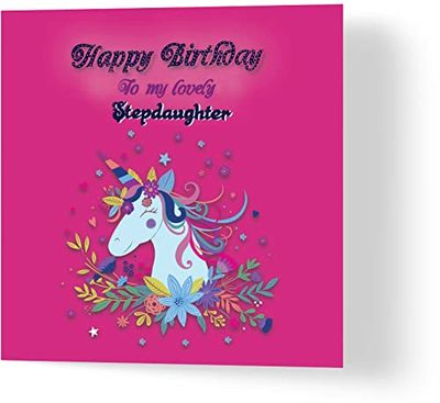 Wuzci "Happy Birthday to My Lovely Stiefdochter verjaardagskaart, 150 mm lengte x 150 mm breedte