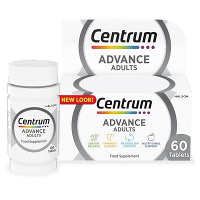 Centrum Advance Multivitamin & Mineral Supplements, 24 essential nutrients including vitamin D, C, Calcium, Daily Multivitamin Tablets, 60 ct