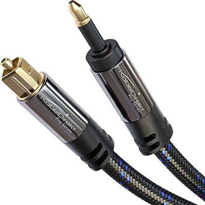 Mini-TOSLINK optisk ljudkabel med signalskydd – 4 m – Nylonflätad (Mini-TOSLINK till TOSLINK, digital S/PDIF/ fiberoptisk kabel för soundbars, stereosystem / förstärkare, Hi-Fi) av CableDirect