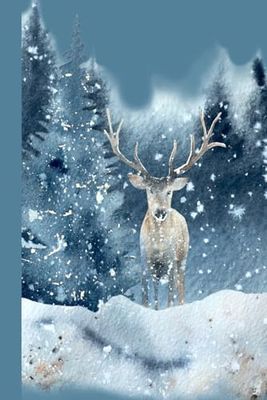 Deer in the Snow Notebook: 150 blank lined pages // Winter Deer Scene Notebook