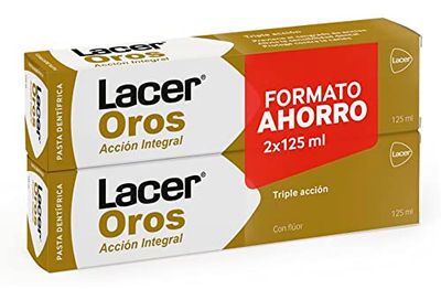 LACER OROS - Pasta de Dientes 2 x 125 ml, Protección Bucodental Integral, Triple Acción, Previene el Sangrado, Reduce la Sensibilidad Dental, Protege Contra la Caries