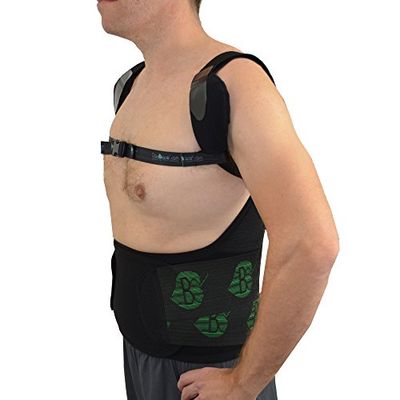 Complete Back and Shoulder Support ‘PainEze’ (M) Medical Breakthrough Premier Back Brace. Powerful Support, Soothing ice/Heat Therapy and Non Sweat Textiles Combine to Deliver Pain Relief.