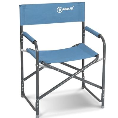 Homecall - Silla de camping plegable de aluminio con respaldo (azul)