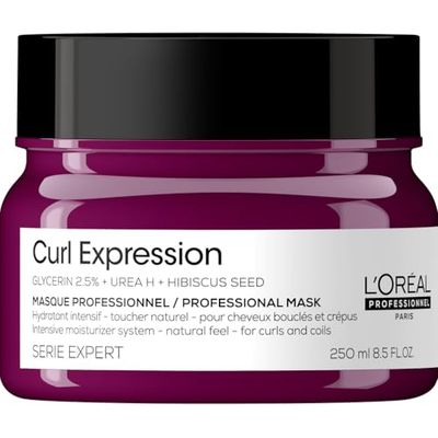 L'Oréal Professionnel Paris Maschera Ultra Nutriente, Idratazione intesa per Capelli Ricci e Voluminosi, Arricchito con Glicerina, Urea H e Semi di Ibisco, Serie Expert Curl Expression, 250 ml