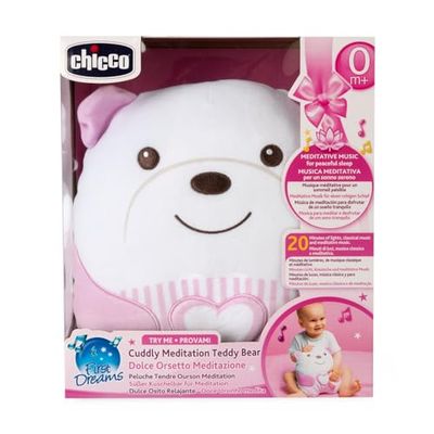 Chicco Ours en Peluche, Peluche électronique Douce pour bébé, Rembourrage Souple, 20 Minutes de Musique relaxante et méditative, lumière Douce, Lavable en Machine, 0 Mois et Plus, Rose