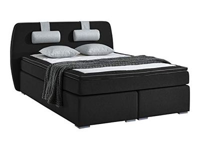 Atlantic Home Collection Rex Lit à Sommier Tapissier à Ressorts Ensachés 7 Zones, Niveau de Fermeté H3, Noir, 140 x 200 cm
