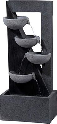 dobar® 96190e Vulcanus Design Tuinfontein, groot, 4 schalen, led-verlichting, outdoor waterval, polyhars, waterspel, kunststeen, fontein voor tuin/terras/balkon, 40 x 25 x 91,5 cm